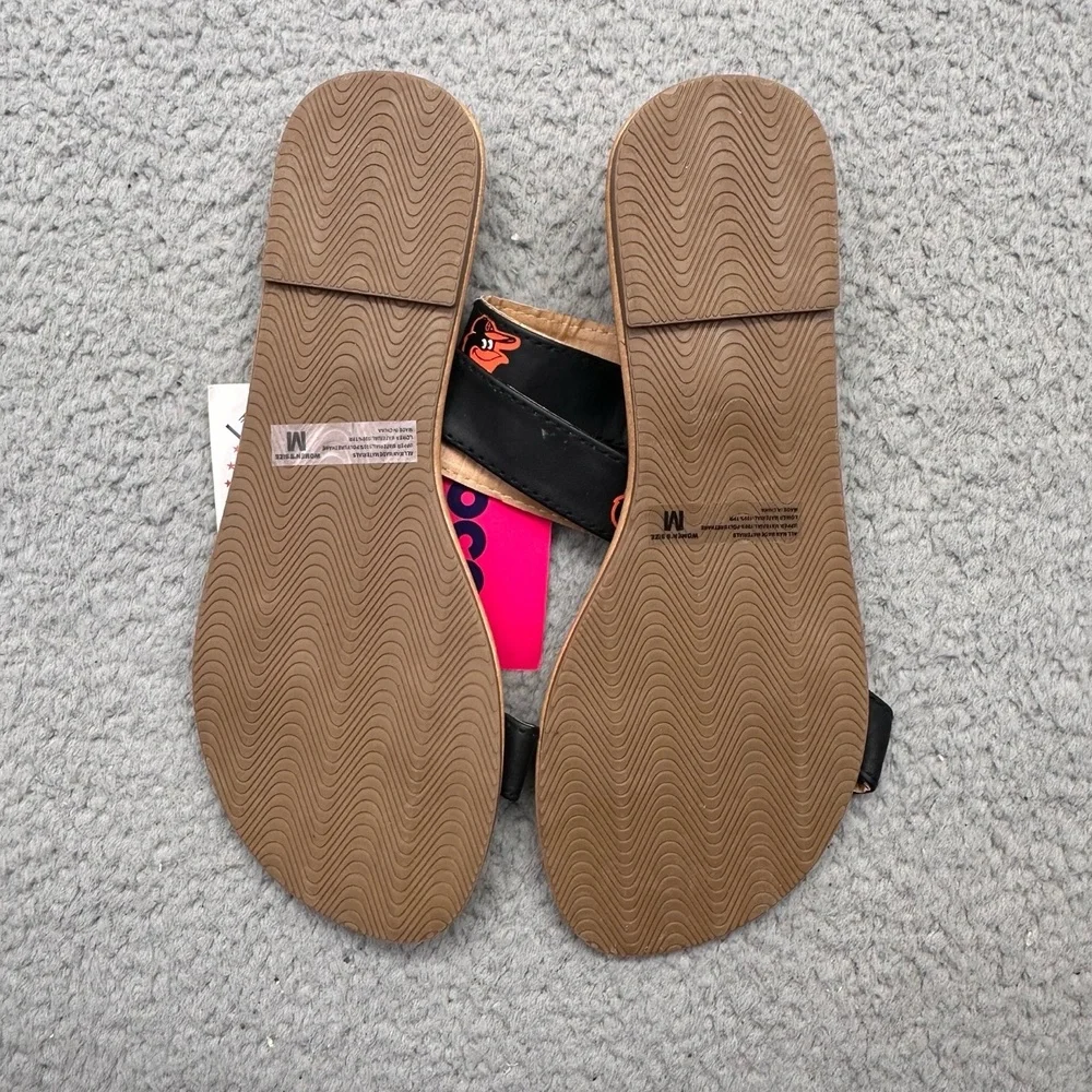 NWT FOCO PINC1118-00001 MLB Baltimore Orioles Womens Medium Sz 7-8 Black Sandals